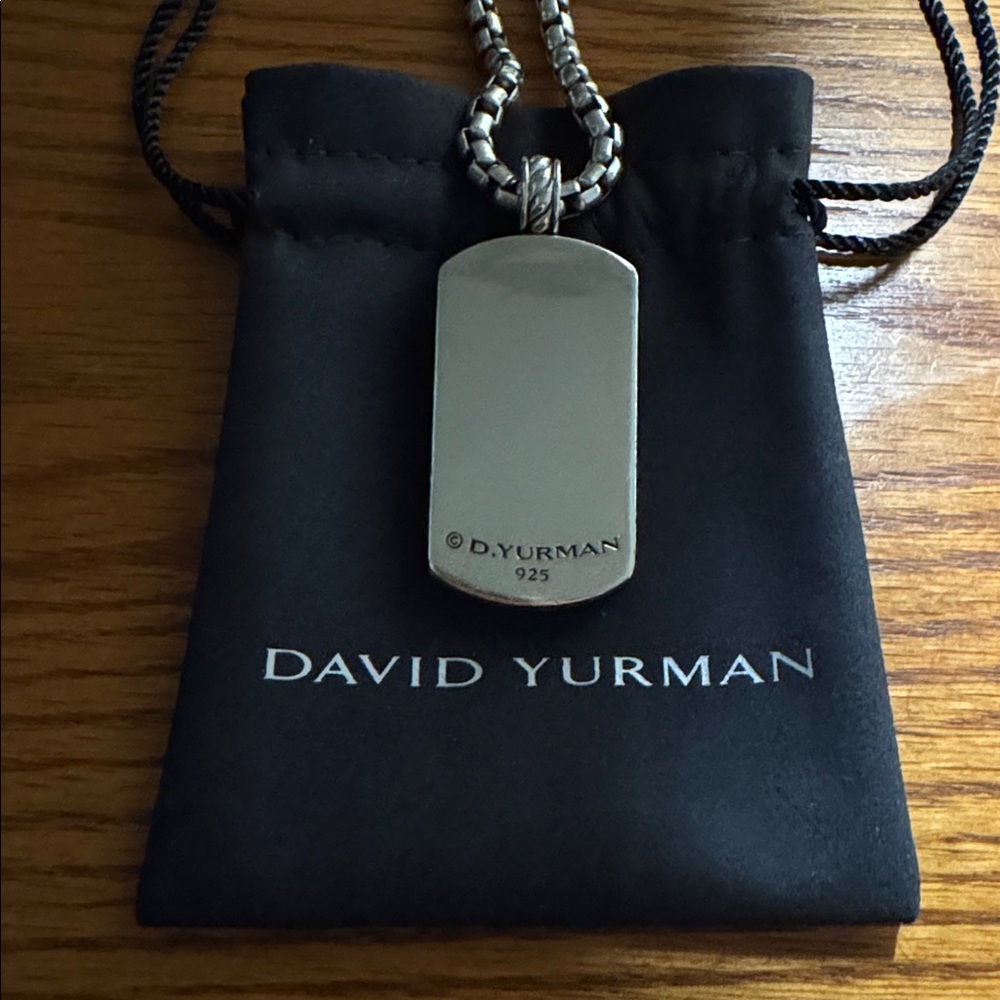 ❄️David Yurman XL 42mm .925 Black Onyx Dog Tag Pendant with 4.8mm 24” .925 Chain - Picture 3 of 4